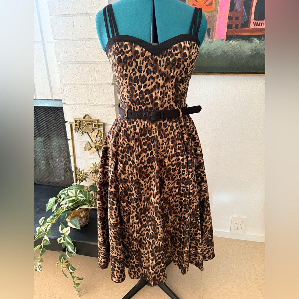 Collectif Nova Leopard Print Swing Dress with Belt